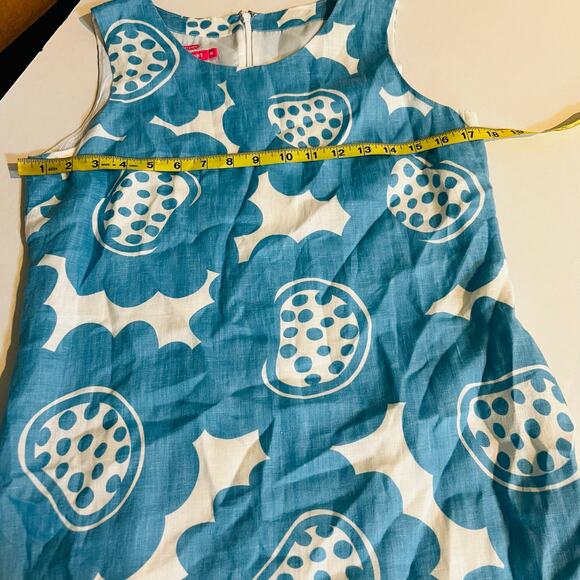Island Company Linen Tropical Print Classic Shift Dress Size M Medium Blue - Picture 4 of 6